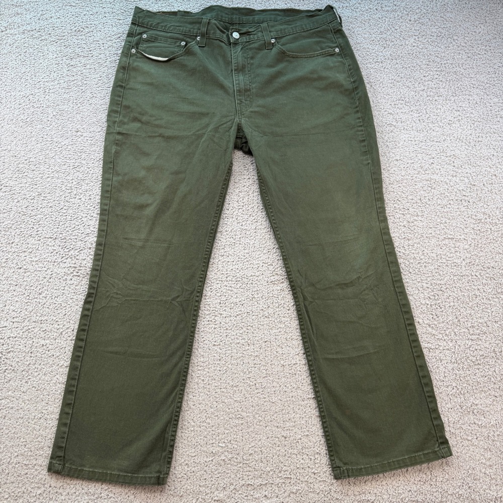 Levis 514 Straight Fit Pants Mens 38x30 Olive Green Twill 2023 5-Pocket